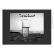CHAMPAGNE TOAST AT THE BEACH FOR WEDDING CARD