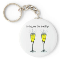 CHAMPAGNE TOAST "BRING ON THE BUBBLY" KEYCHAINS