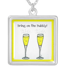 CHAMPAGNE TOAST "BRING ON THE BUBBLY" CUSTOM NECKLACE
