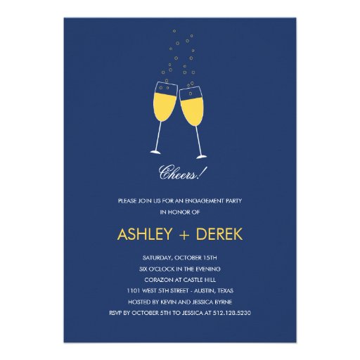 Champagne Toast Engagement Party Invitation (front side)