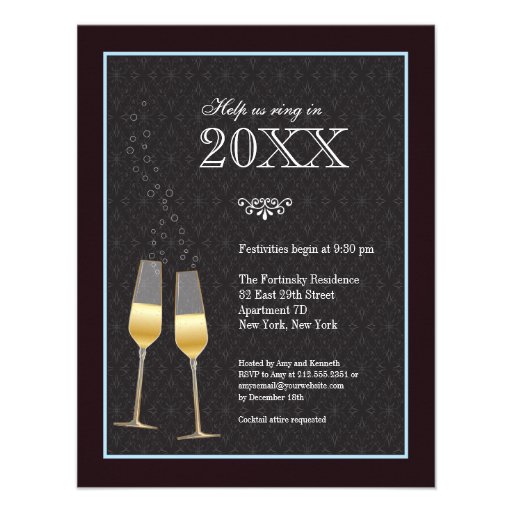 Champagne Toast New Year's Party Invitation (front side)