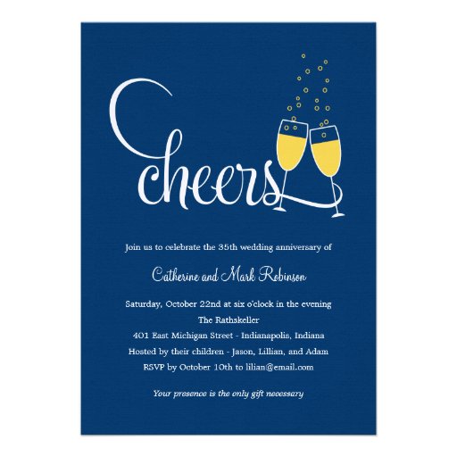 Champagne Toast Wedding Anniversary Invitation (front side)