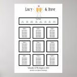 Champagne Toast Wedding Table Seating Plan posters