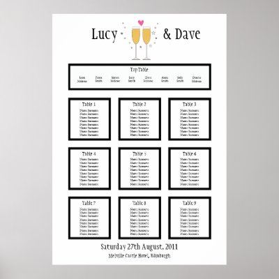 Champagne Toast Wedding Table Seating Plan Posters by honey moon