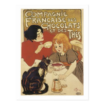 Champán Francais Chocolats y vintage A del DES The Postales