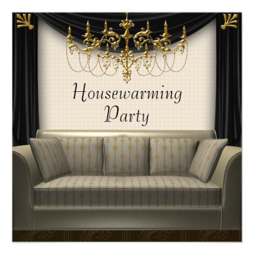 Chandeleir Sofa Housewarming Party Personalized Invitations