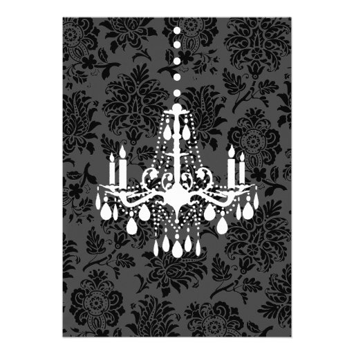 Chandelier and  Damask Birthday Invitation
