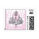 Chandelier and Pink Toile Postage Stamps