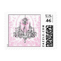 Chandelier and Pink Toile Postage Stamps