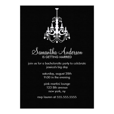 Chandelier Bachelorette Party Invitations