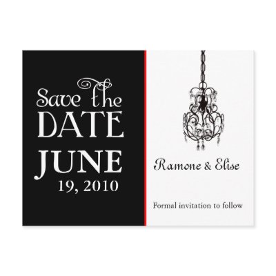 Chandelier Black and white save the date Post Cards