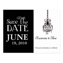 Chandelier Black and white save the date Post Cards