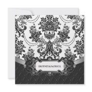 Chandelier Black Damask White Wedding Invitations invitation