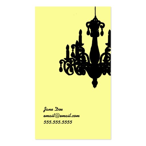 Chandelier Calling Card Business Card Template (front side)