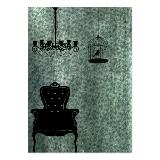 Chandelier, chair, and Birdcage Business Card Templates (front side)