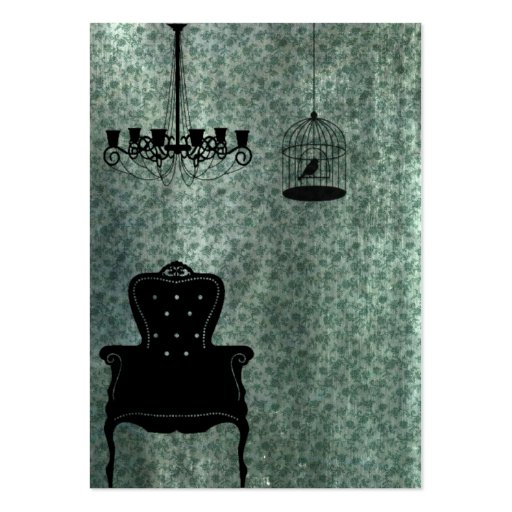 Chandelier, chair, and Birdcage Business Card Templates (back side)
