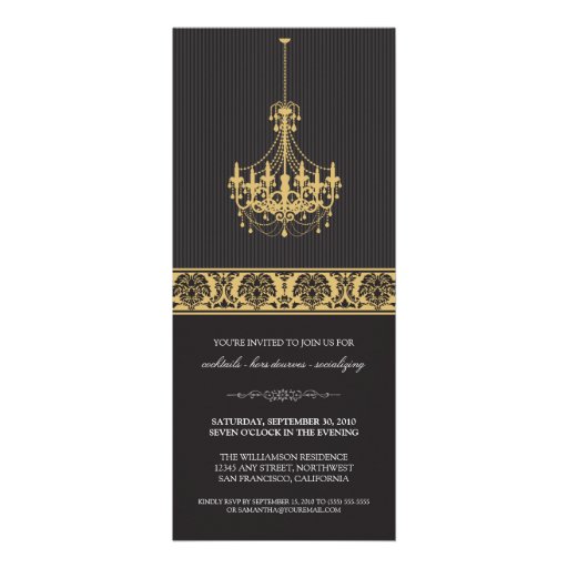 Chandelier Cocktail Party Invite (black/gold)
