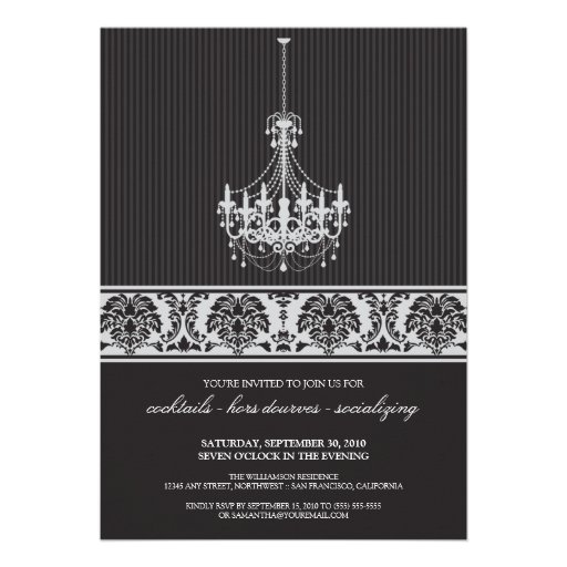 Chandelier Cocktail Party Invite (black/silver)