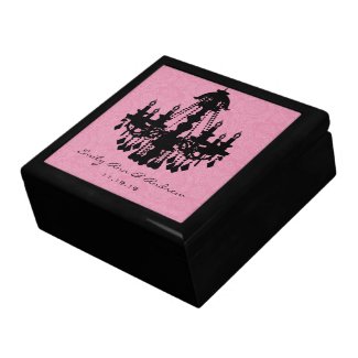 Chandelier Fuchsia Black White Damask Anniversary giftbox
