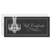 CHANDELIER GIFT CERTIFICATE RACK CARD DESIGN