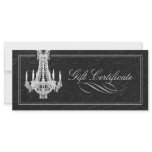 CHANDELIER GIFT CERTIFICATE RACK CARD DESIGN