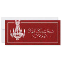 CHANDELIER GIFT CERTIFICATE RACK CARDS