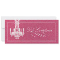 CHANDELIER GIFT CERTIFICATE CUSTOM RACK CARD