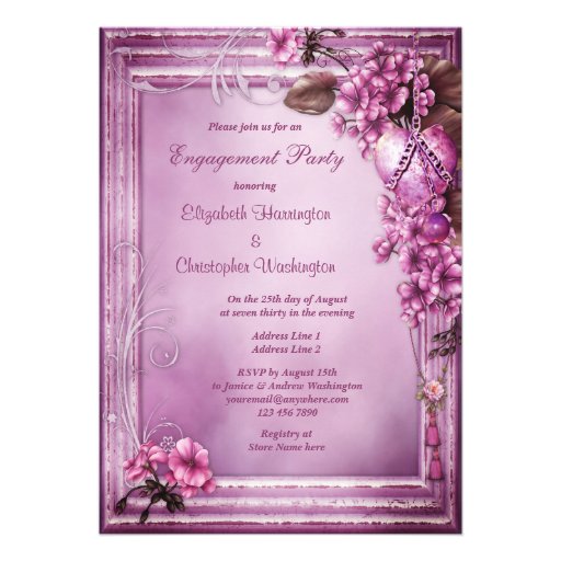 Chandelier, Heart & Flowers Frame Engagement Cards