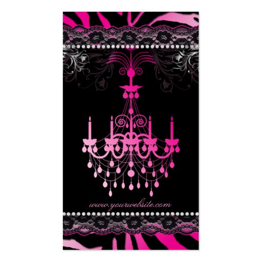 Chandelier Lace Pink Zebra Interior Design Business Cards (front side)