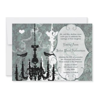 Chandelier Love Birds Wedding Invitation invitation