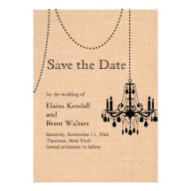 Chandelier on Burlap Save the Date Custom Announcement