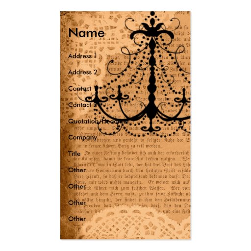 Chandelier on Sepia Mixed Media Business Card Template (front side)