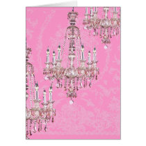 Chandelier~Pink Sparkling French Style cards
