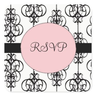 Chandelier Pink Square RSVP Wedding Envelope Seals sticker