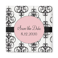 Chandelier Pink Square Save the Date Magnets magnet