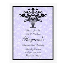 Chandelier Purple 21st Birthday Party Invitation
