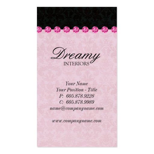 Chandelier Real Estate Business Card Pink Jewels (back side)