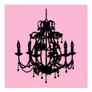 Chandelier silhouette wall art poster print print