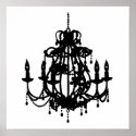 Chandelier silhouette wall art poster print