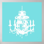 Chandelier silhouette wall art poster print | Zazzle