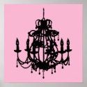 Chandelier silhouette wall art poster print
