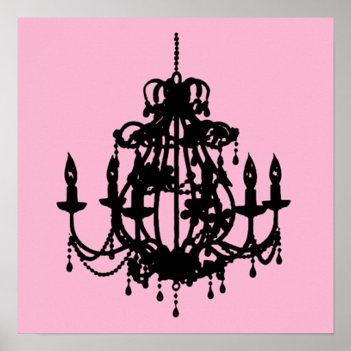 Chandelier silhouette wall art poster print