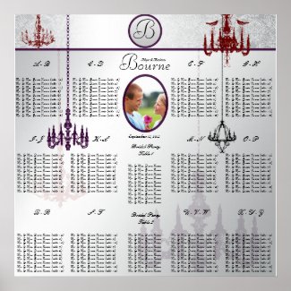 Chandelier Wedding Photo Seating Chart print