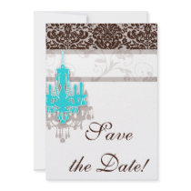 Chandelier Wedding Save the Date Card BB damask Personalized Invite