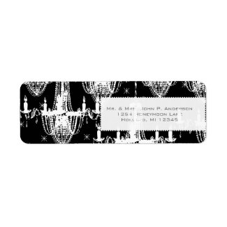 Chandeliers & Stars On Black Return Address label