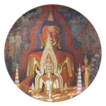 Chang Mai Buddhist Temple Thailand Gold Buddha Party Plate