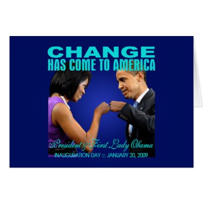 Change - Fist Bump (navy) Greeting Card by thebarackspot