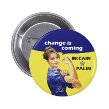 "Change is Coming" McCain Sarah Palin 08 Election Buttons