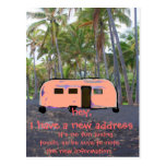 Change of Address Retro Trailer with Palm Trees Postcards