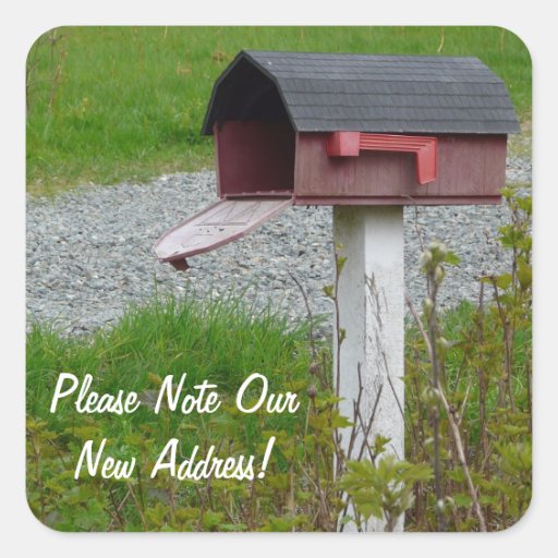 Change of Address Rural Country Mailbox Square Stickers Zazzle